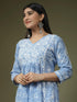 Hand embroidery Chikankari V neck Anarkali Dress | Long Kurti in Cotton For Women 2